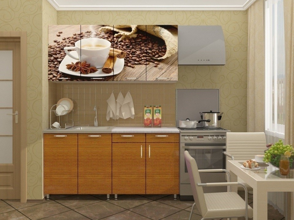 Кухня с фото-печатью Кофе в Ноябрьске недорого. Фабрика мебели Дисави