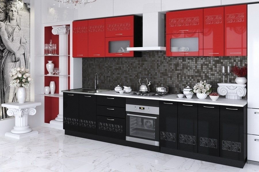 Кухня Адель красный / чёрный купить в Ноябрьске Артём-мебель недорого