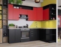 Угловая кухня Виола - Черный / красный производство Артём-мебель