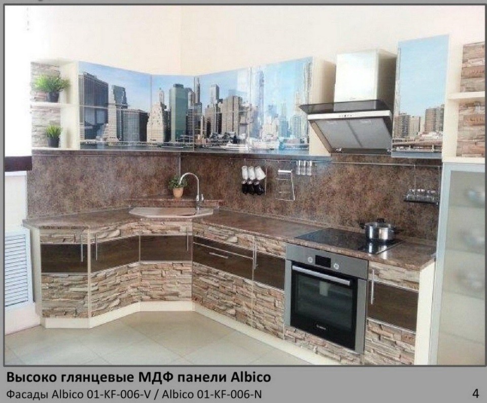 Кухня Монтанья высоко глянцевый МДФ в Замоскворечье. Фото и цена. Кухни на заказ недорого