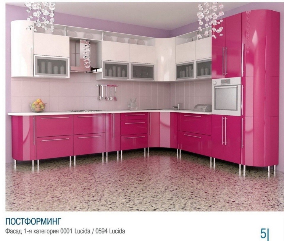 Угловая кухня с гнутыми фасадами в Московской области. Купить кухню недорого. Цена со скидкой